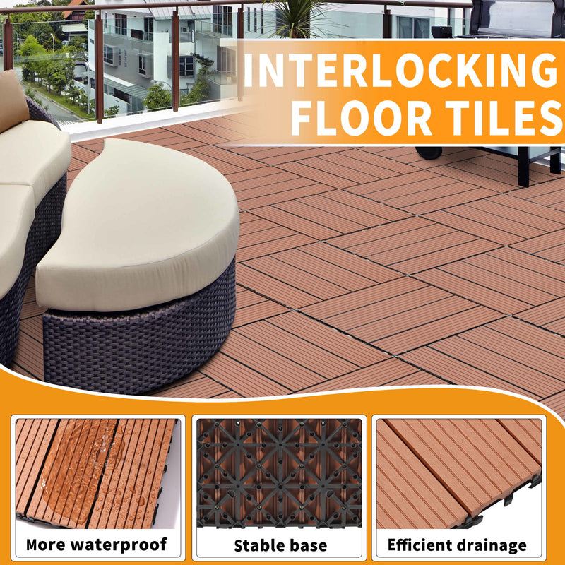Wood Plastic Composite Deck Tiles, Sustainable Composite Decking Resist Rust, Water, Weather, Easy To Diy & Maintain