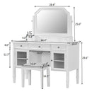 Elegant Makeup Vanity Desk With Adjustable Mirror And Storage And Construction - White