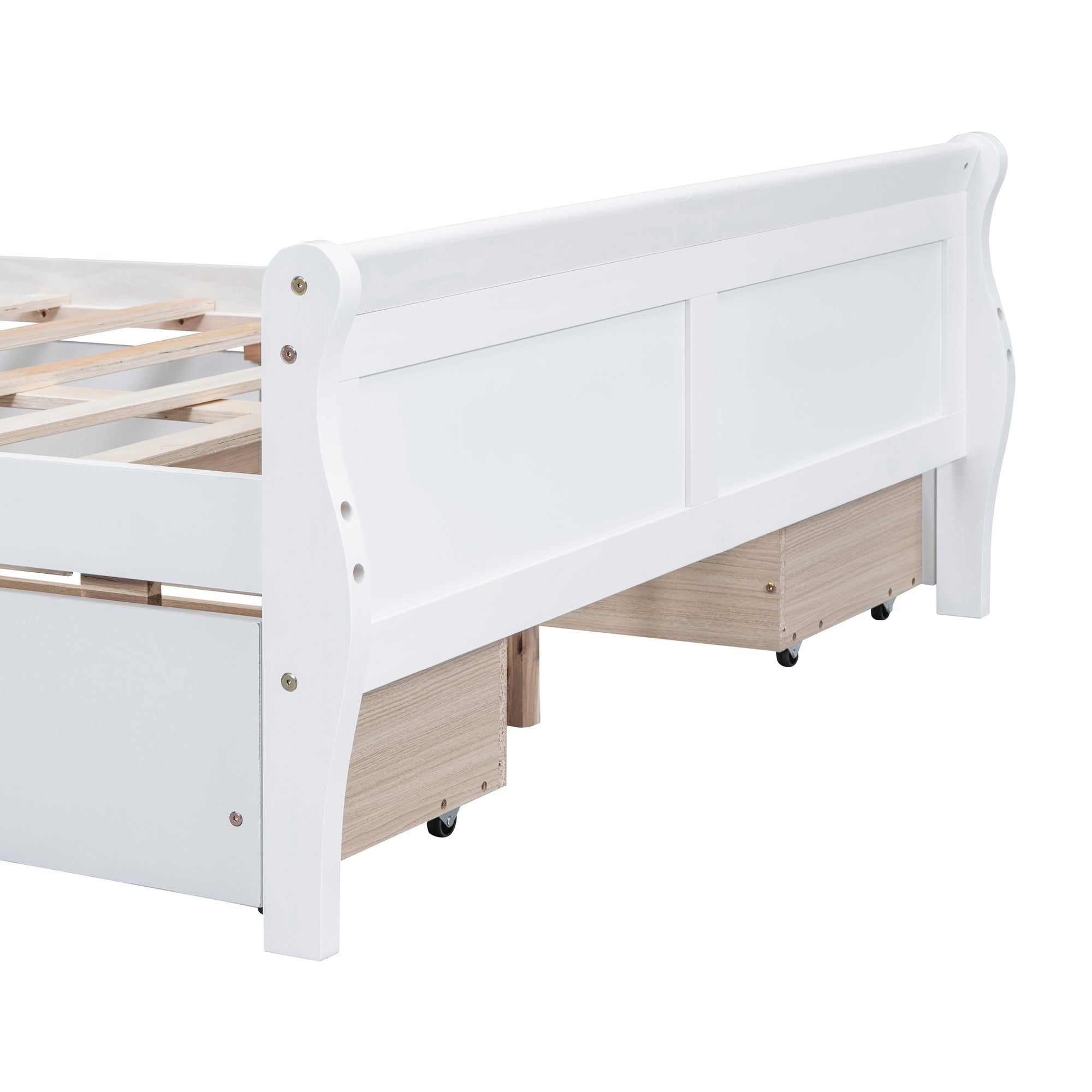 Full Size Wood Platform Bed with 4 Drawers and Streamlined Headboard & Footboard, White - Atlantic Fine Furniture Melbourne FL