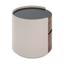 Italian Retro Double Storage Round Side Table - Gray Brown