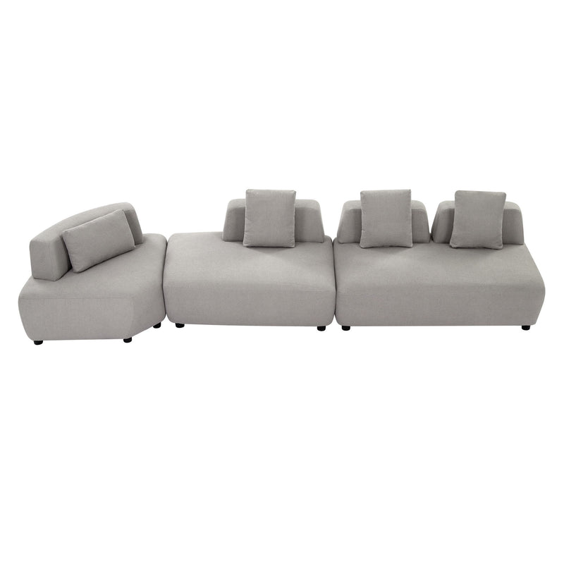 Contemporary 3 Piece Sectional Sofa Free Convertible Sofa With Four Removable Pillows For Living Room