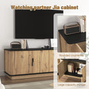 Grain 4 Door TV Cabinet, An Ideal Choice For TV And Item Storage In Modern Homes, A Perfect Blend Of Nordic And Modern Minimalist Styles - Black