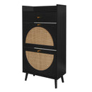 Allen - Rattan 2 Door 1 Drawer Cabinet Shoe Rack For Entrance