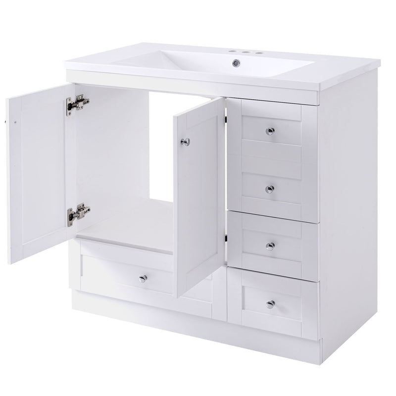 Shaker Free Standing Bathroom Vanity Cabinet With Sink, Soft Close Drawers, Soft Close Doors
