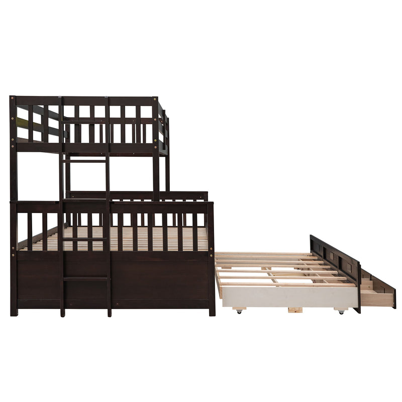 Twin Over Full Bunk Bed With Twin Size Trundle, Separable Bunk Bed With Drawers For Bedroom