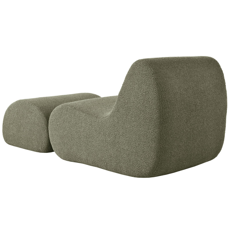 Curved Lounge Chair With Ottoman And High Resilience Foam
