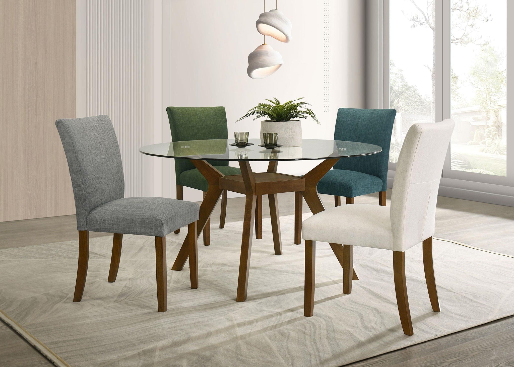 Paxton Round 48-inch Glass Top Wood Dining Table Brown - Atlantic Fine Furnitures Melbourne FL