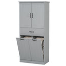 Modern Bathroom Storage Cabinet With Two Laundry Baskets, One Drawer, Adjustable Shelf