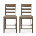 Farmhouse Upholstered Wood Counter Stools