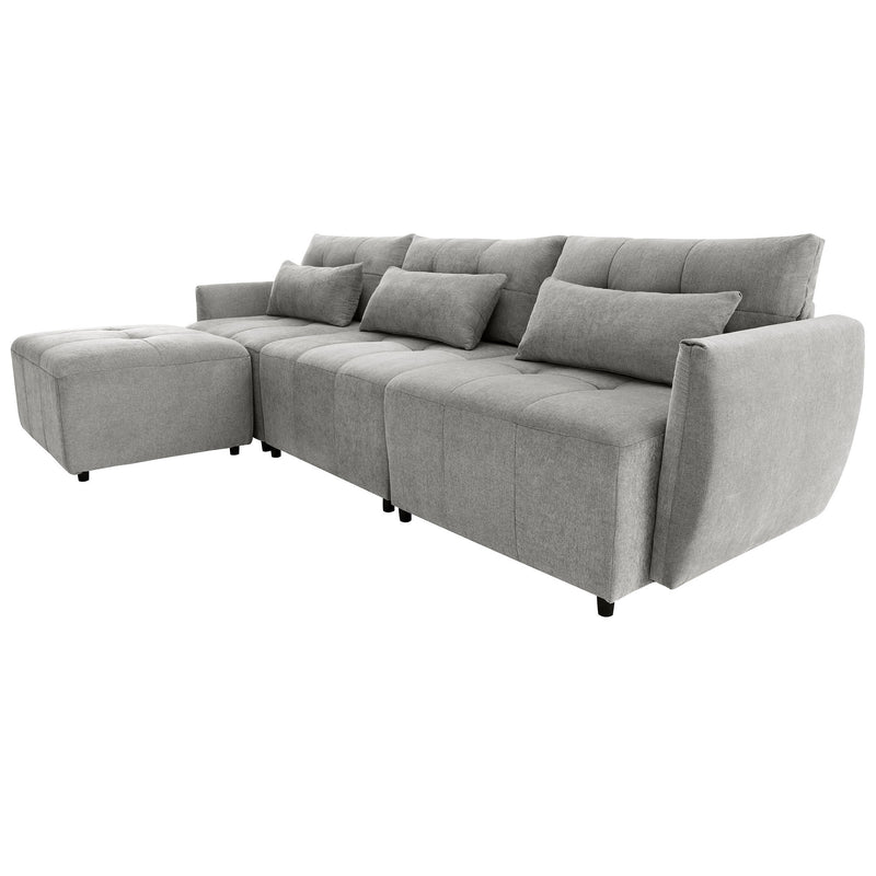 Convertible Sectional Sofa Couch 3 Seat L-Shaped Sofa With Movable Ottoman And USB For Apartment, Living Room, Bedroom