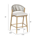 Outdoor 26" Counter Height Metal Frame Counter Stools With Scallop Shaped Backrest & Water Resistant Cushions