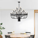 24 Light Chandelier Industrial Iron Candle Chandelier Modern Suspended Farmhouse Chandeliers Pendant Light Fixtures For Dining Room Bedroom Living Room Kitchen Island Foyer E12 Bulb (No Include) - Black