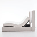 Caron - Queen Size Upholstered Wingback Bed With Adjustable Base Bundle Set - Ivory