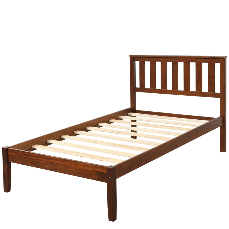 Platform Bed With Headboard / Wood Slat Support