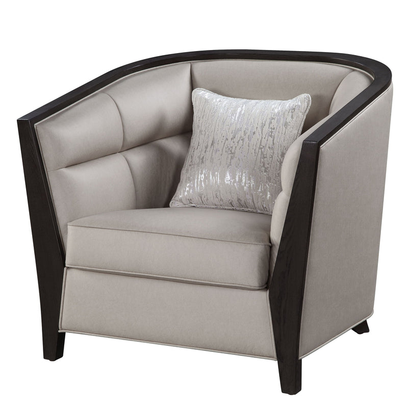 Zemocryss - Chair With Pillow - Beige Fabric