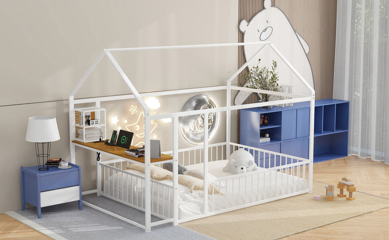 House Frame With Desk, Shelves, Power Outlets And USB Ports