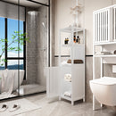 Storage Cabinet With Tall Linen Tower, Multifunctional For Bathroom