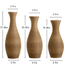 3 Piece Artificial Rattan Floor Vase Set Decorative Accent For Living Room, Hallway & Entryway, Ideal For Dried Or Silk Flower Arrangements - Beige