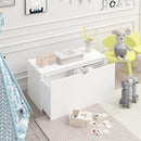 Toy Storage Organizer With Rolling Drawer, Chest With Wheels, Large Pull Out Bin For Nursery - White