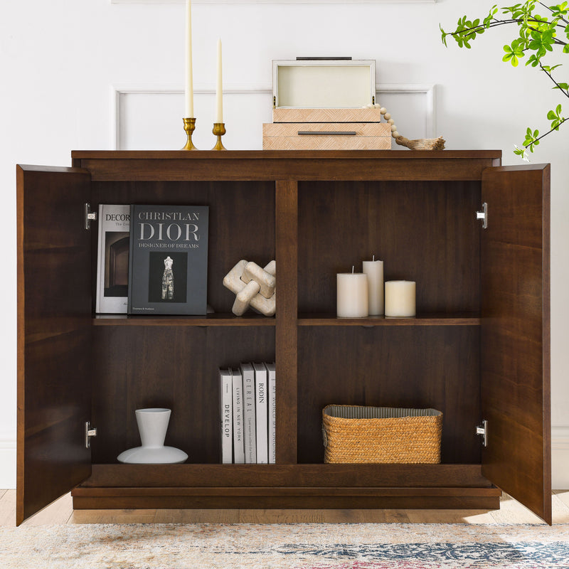 Sideboard, Buffet Cabinet With 2 Outlet Holes, Storage Cabinet For Entryway, Hallway, Living Room, Kitchen, Dining Room, Bedroom - Walnut