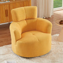 360° Swivel Chair Upholstered Accent Barrel Chair With Adjustable Headrest