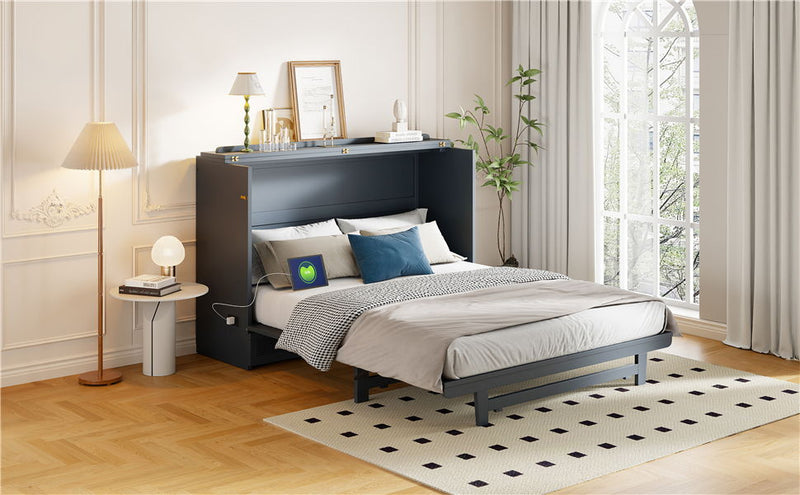 Murphy Bed With Large Drawer, USB Ports And Outlets