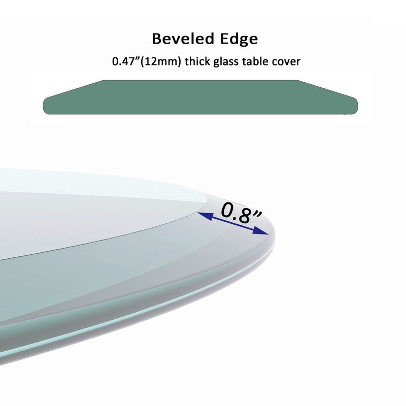 28" Round Tempered Glass Table Top Clear Glass Thick Beveled Polished Edge