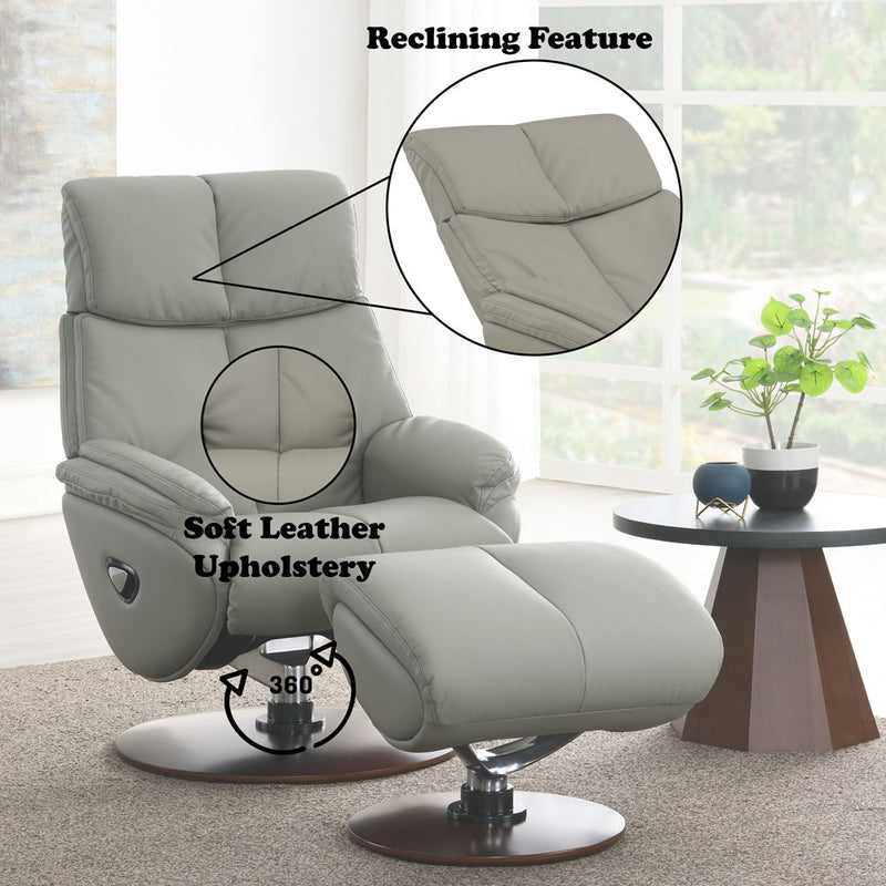 Kandoro - Motion Accent Chair With Swivel & Ottoman - Gray And Brown