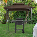 Outdoor Grill Gazebo With Double Tier Soft Top Canopy, Steel Frame, Bar Counters & Hook