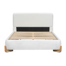 Elegant Boucle Upholstered Bed With Solid Wood Feet