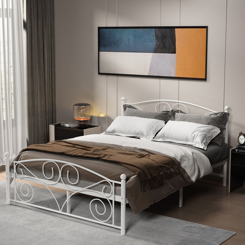 Unique Flower Sturdy System Metal Bed Frame With Headboard And Footboard