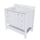 37" Bathroom Vanity, Multi Functional Cabinet With Doors And Drawers, Frame, Single Faucet Hole - White