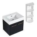 Modern Wall Mounted Bathroom Vanity With Resin Sink And Storage Rack