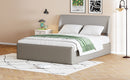 Full Size Sleigh Bed with Side-Tilt Hydraulic Storage System, Linen Upholstery, Gray