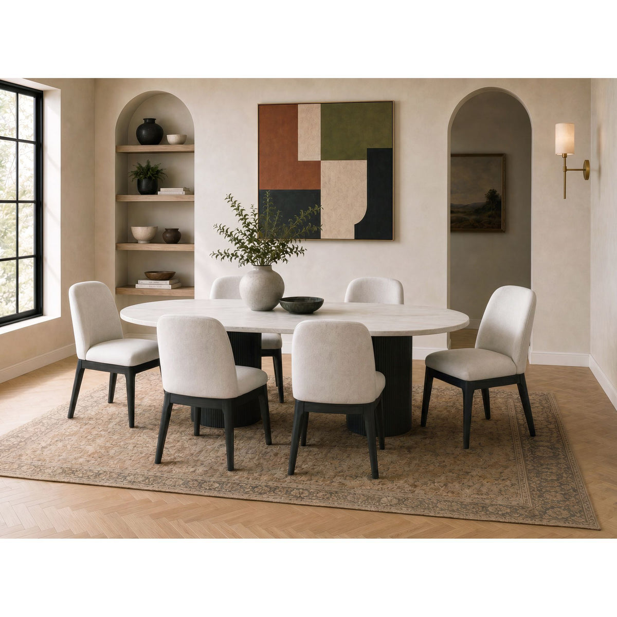 Sylvie Standard Height Dining Set, Oval Table in Black by Elements International, view 2