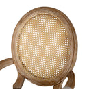 French Country Style Wood And Cane Upholstered Dining Chair Set