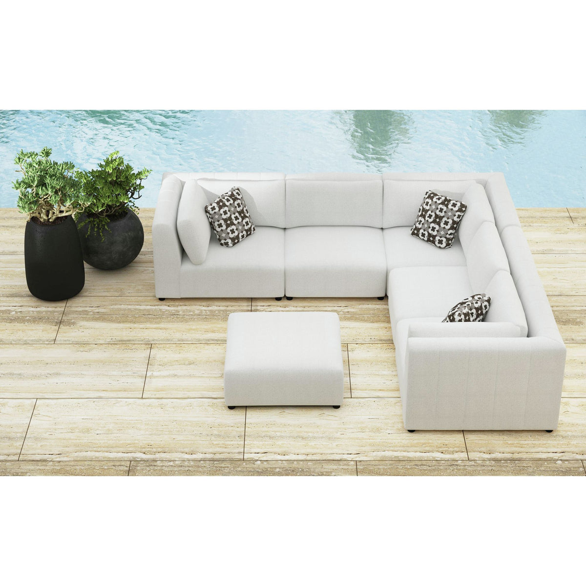 Zandara Modular Ottoman in Beige by Elements International, view 2