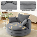 360° Swivel Accent Barrel Chair With Dual Layer Cushion And 3 Removable Pillows