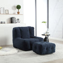 Modern Indoor Fluffy Bean Bag Chair With Memory Foam And Ottoman, Super Soft