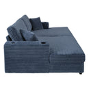 Oversized Loveseat Chaise With 2 USB Ports, 2 Cup Holders And 2 Throw Pillows