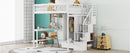 Full size Loft Bed with Bookshelf,Drawers,Desk,and Wardrobe-White