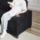 Modern Corduroy Fabric Sofa, 3 Seater Compressed Couch With Cup Holders