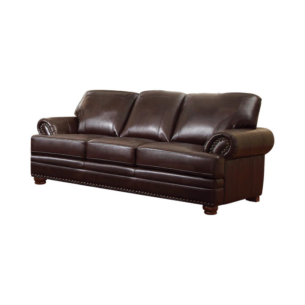 Colton Rolled Arm Upholstered Sofa Brown