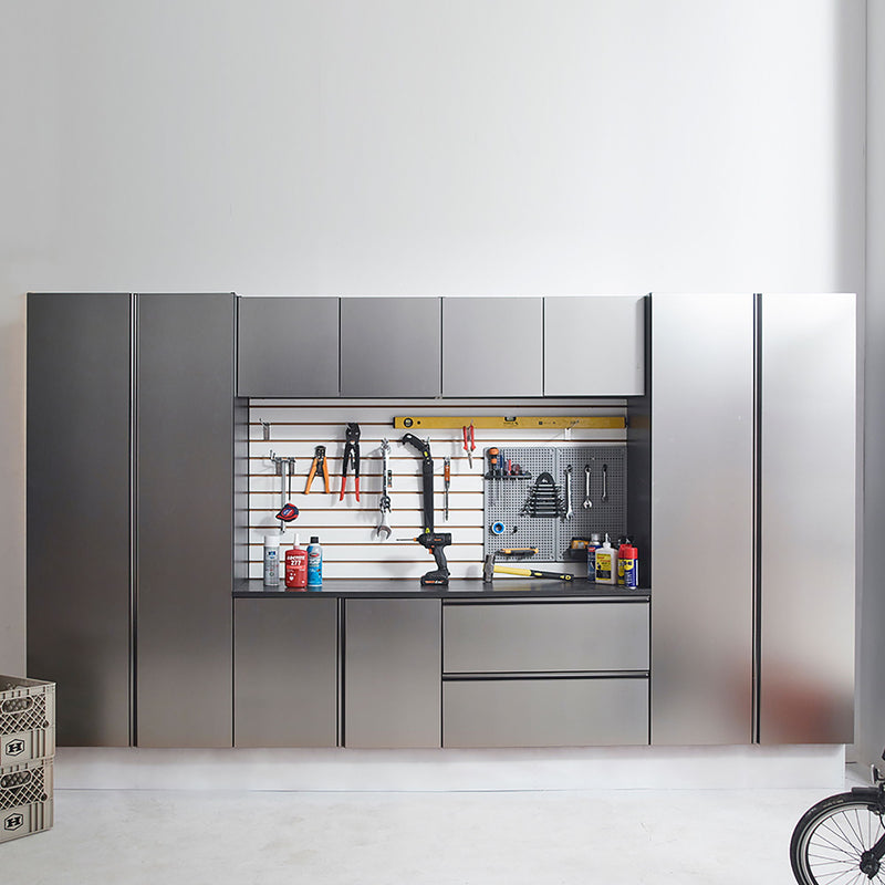 Nova - Series Garage Cabinet Set A With Soft Closing Doors - Metallic Gray