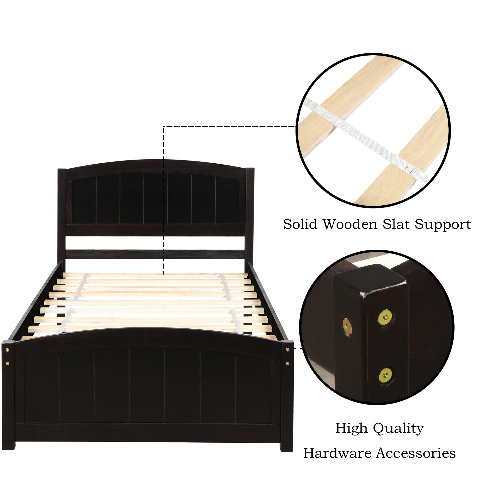 Wood Platform Bed with Headboard,Footboard and Wood Slat Support, Espresso - Atlantic Fine Furniture Melbourne FL