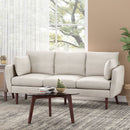 Diaphanous - Upholstered 3 Seater Sofa With 2 Accent Pillows And Wood Legs
