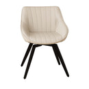 Round Coffee Table With 2 Dining Chairs Set, Ring Striped Design - Beige / Wood