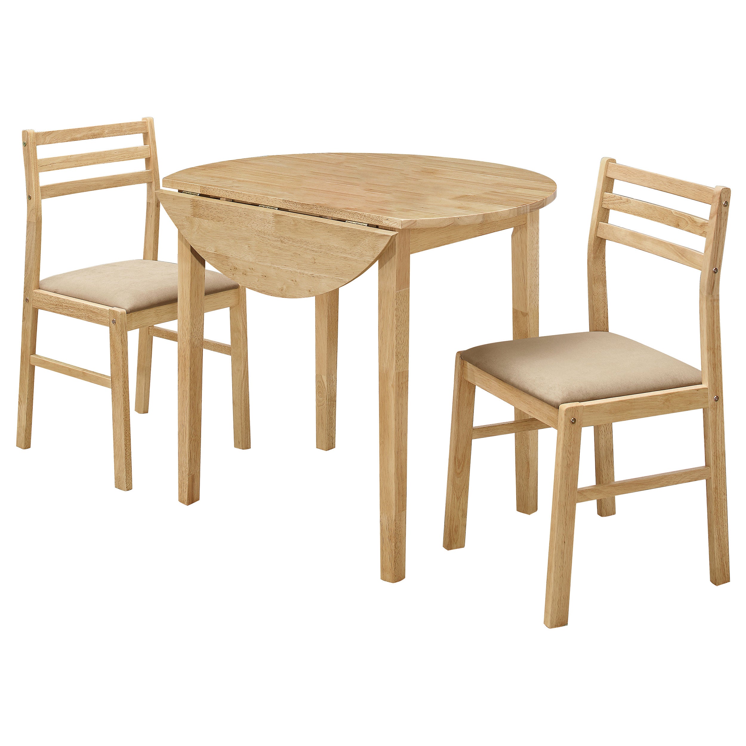 Bucknell 3-piece Round Drop Leaf Dining Table Set Natural — view 1