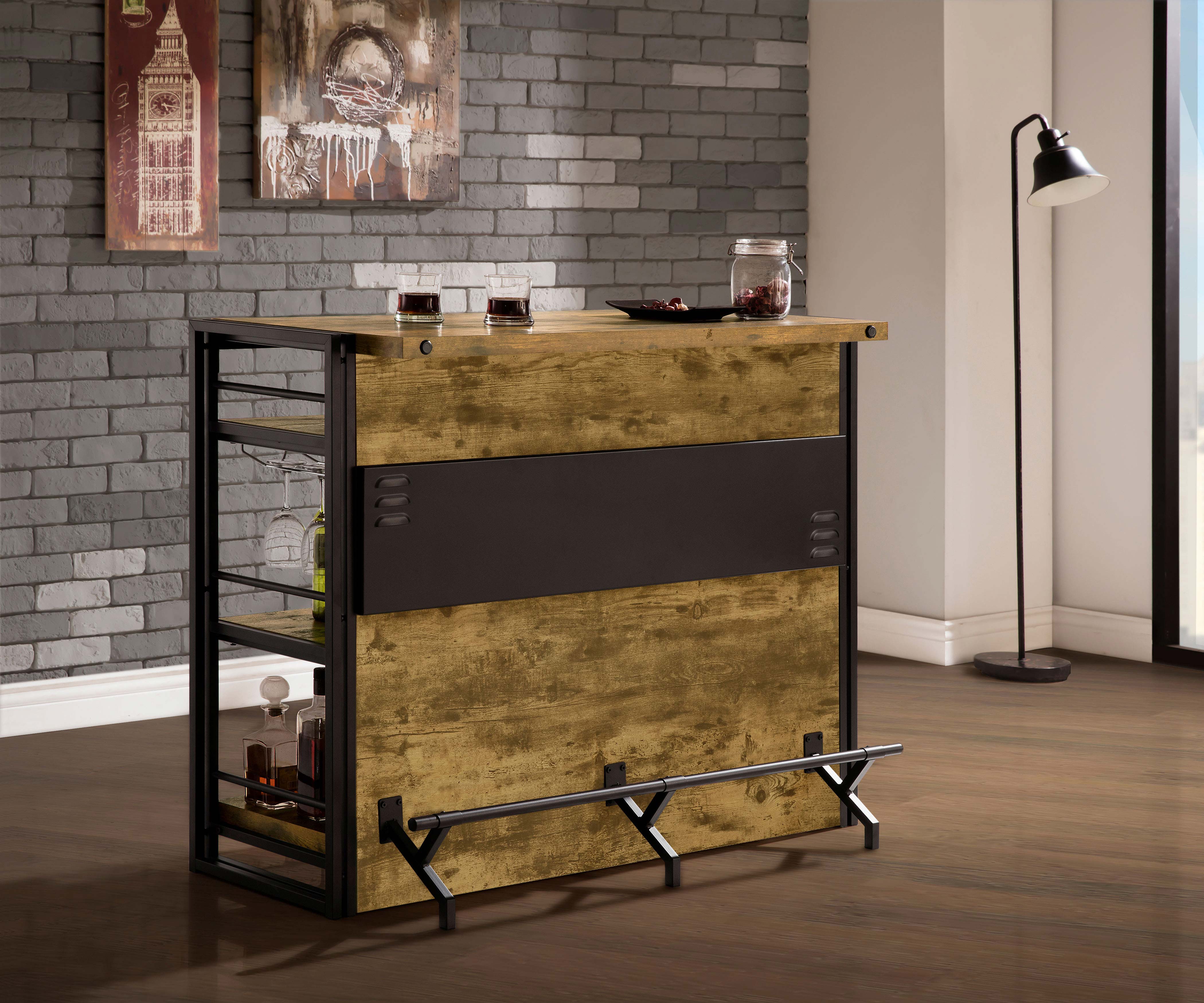 Renaldi 3-shelf Home Bar Wine Cabinet Rustic Nutmeg — view 2