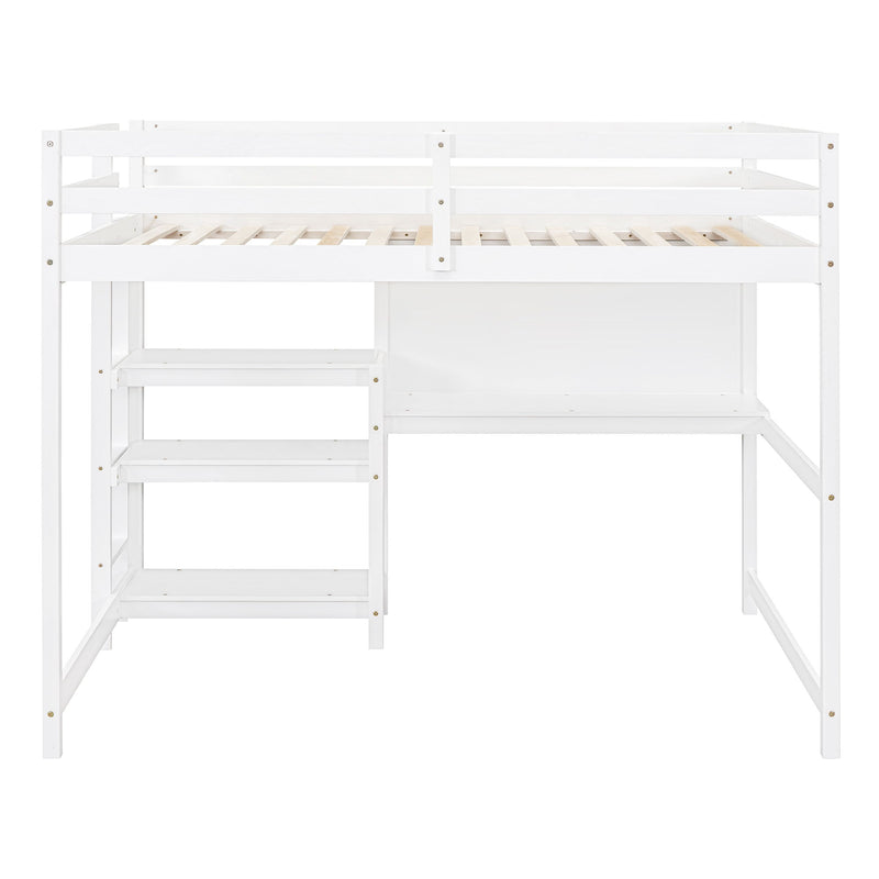 Loft Bed With Shelves, Desk And Writing Board
